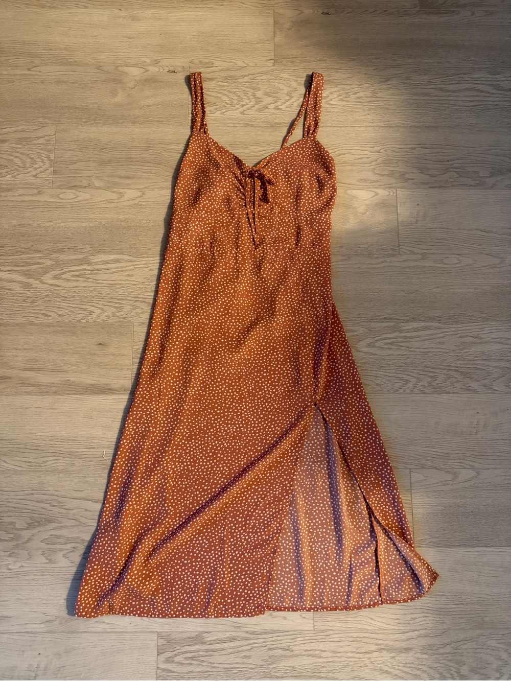 Abercrombie Polka Dot Midi Dress in Brown & White Size Medium